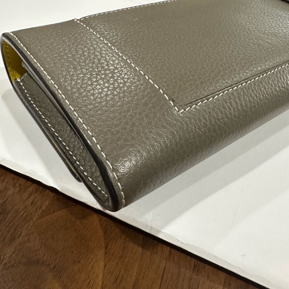 Celine Pebbled Leather Fold Wallet in Taupe Gray - Picture 6 of 12